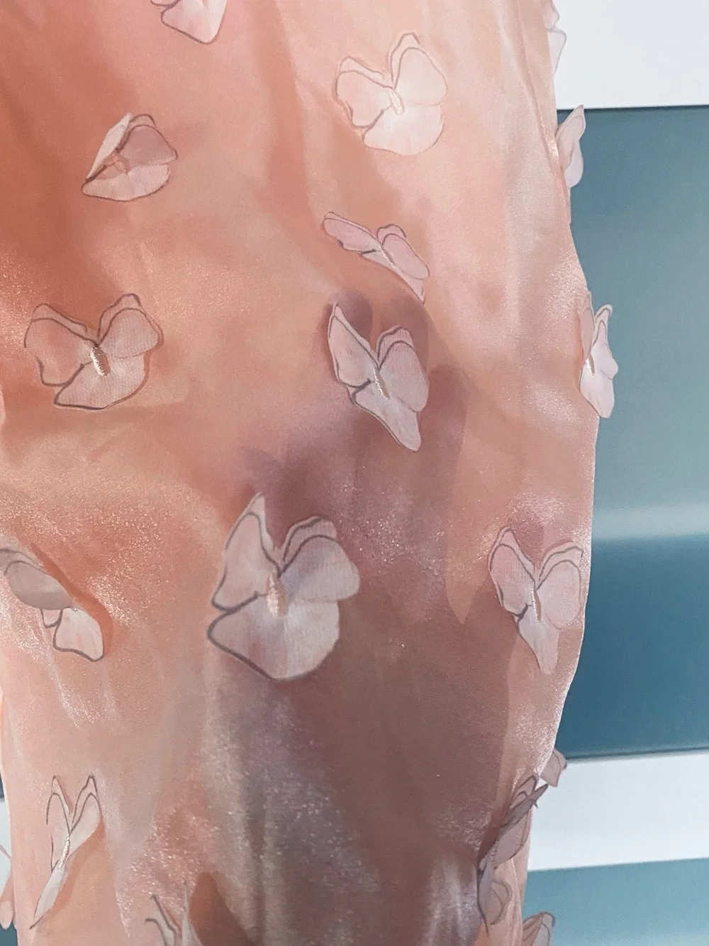 H&M Peach Pink Organza Butterfly Appliqué Dress
